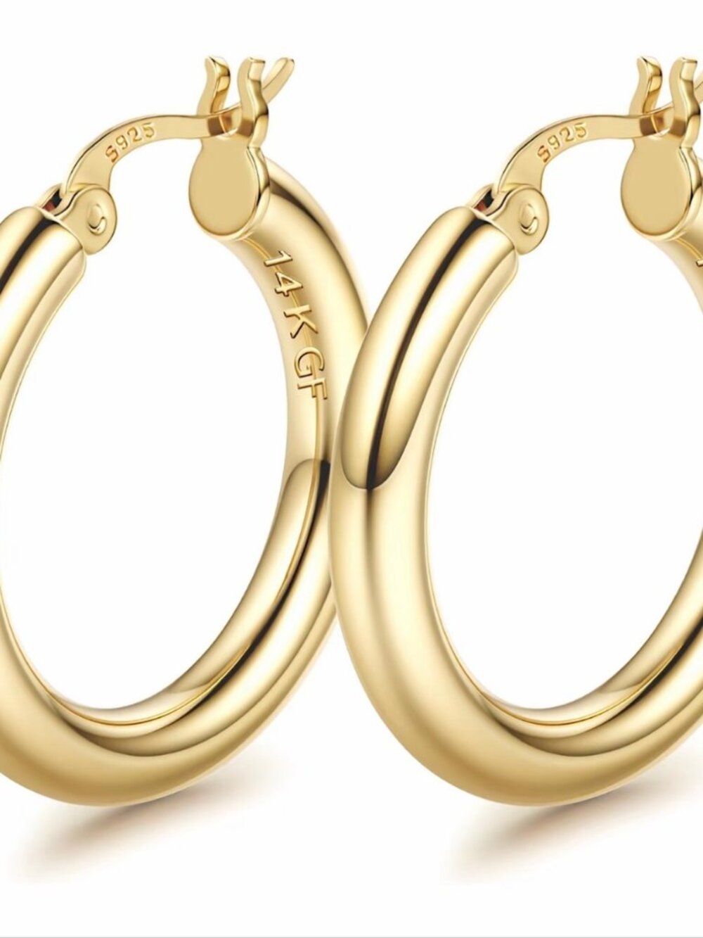 Sohochic 14K Gold Plated Chunky Round Hoop Earrings 4mm Hollow Tube